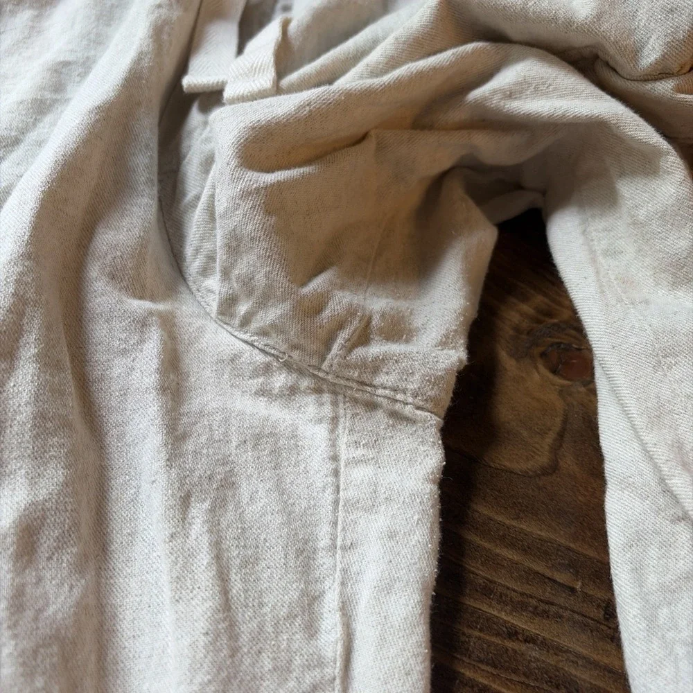 ZARA Linen Blend Pull On Cargo Pants Resort Wear Coastal Cowgirl Size L